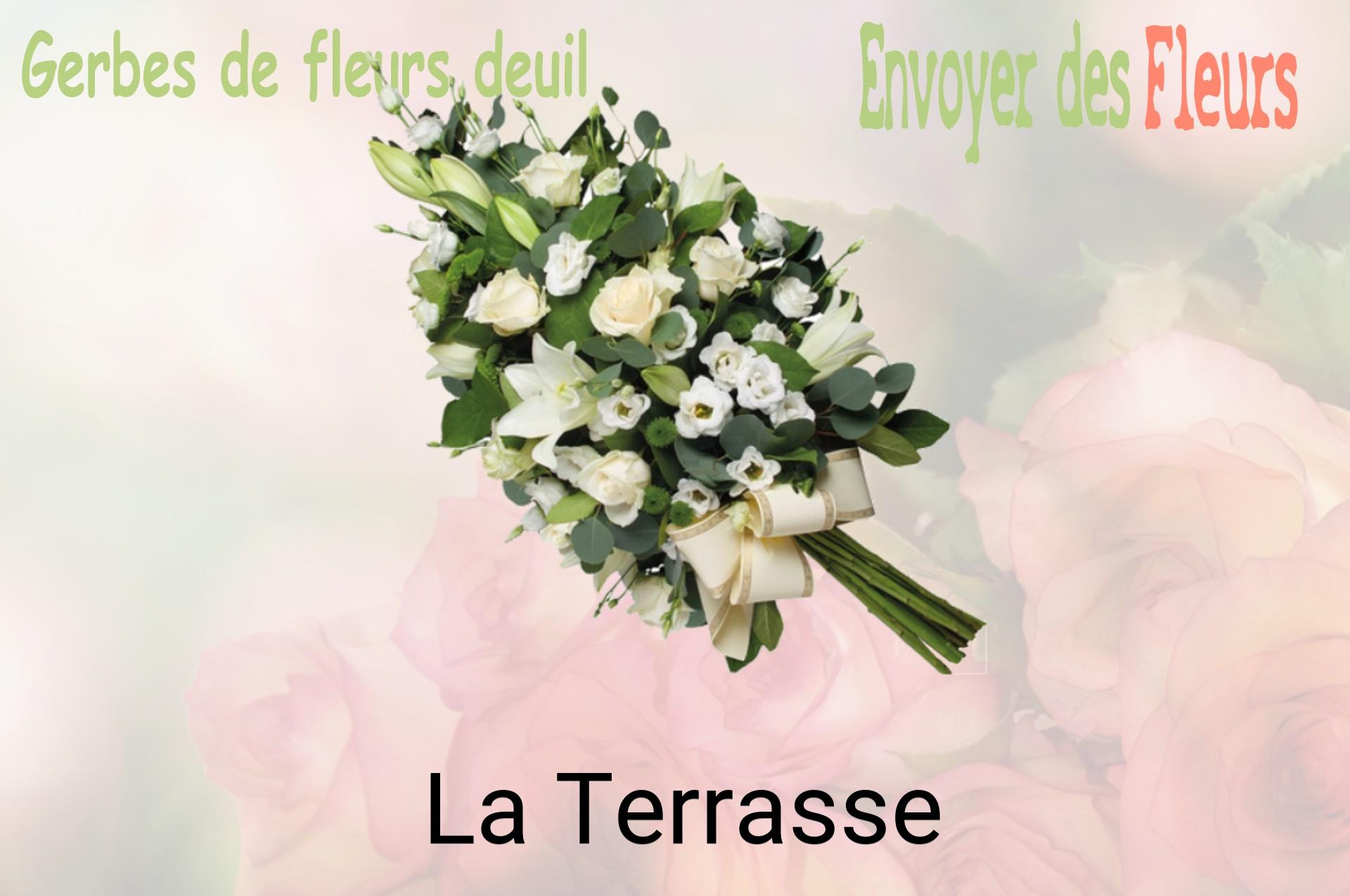 Gerbe de fleurs de deuil livrée à La Terrasse